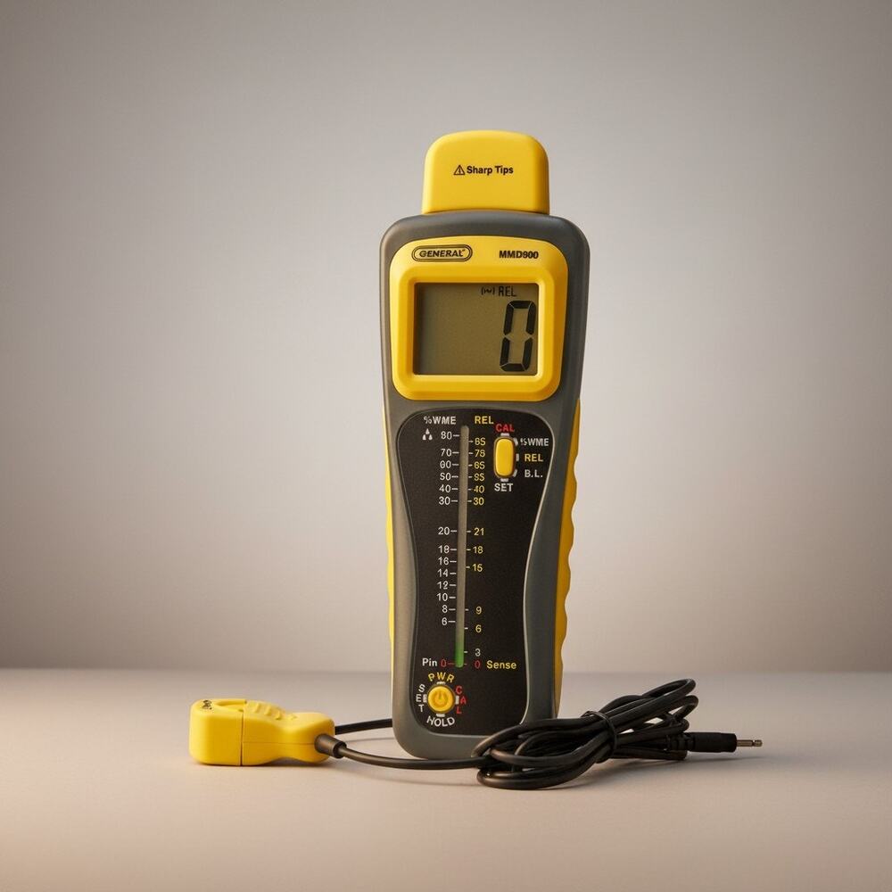General MMD900 Pin/Pinless Deep Sensing Moisture Meter Yellow Gray W/Probe
